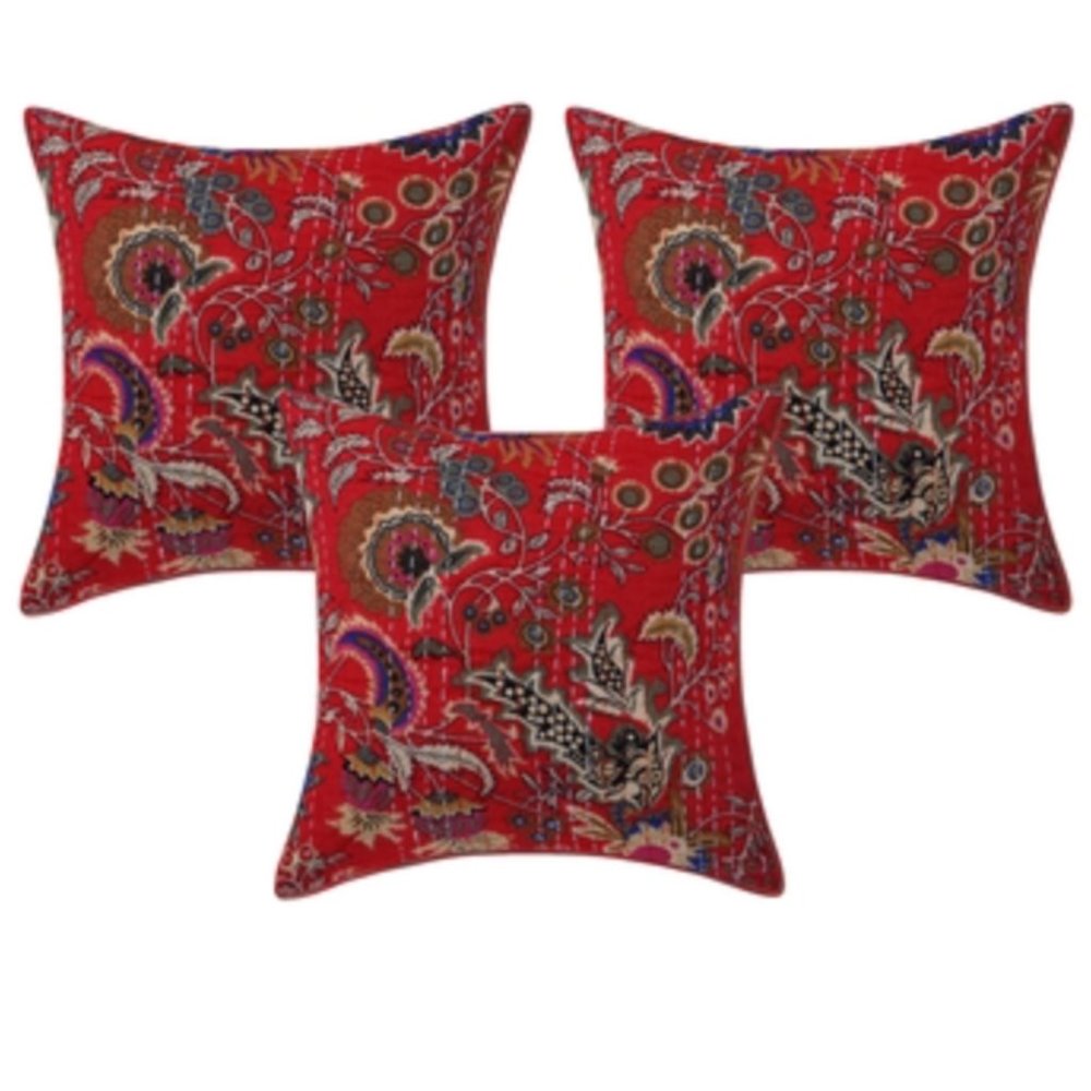 3 Kantha cushion covers